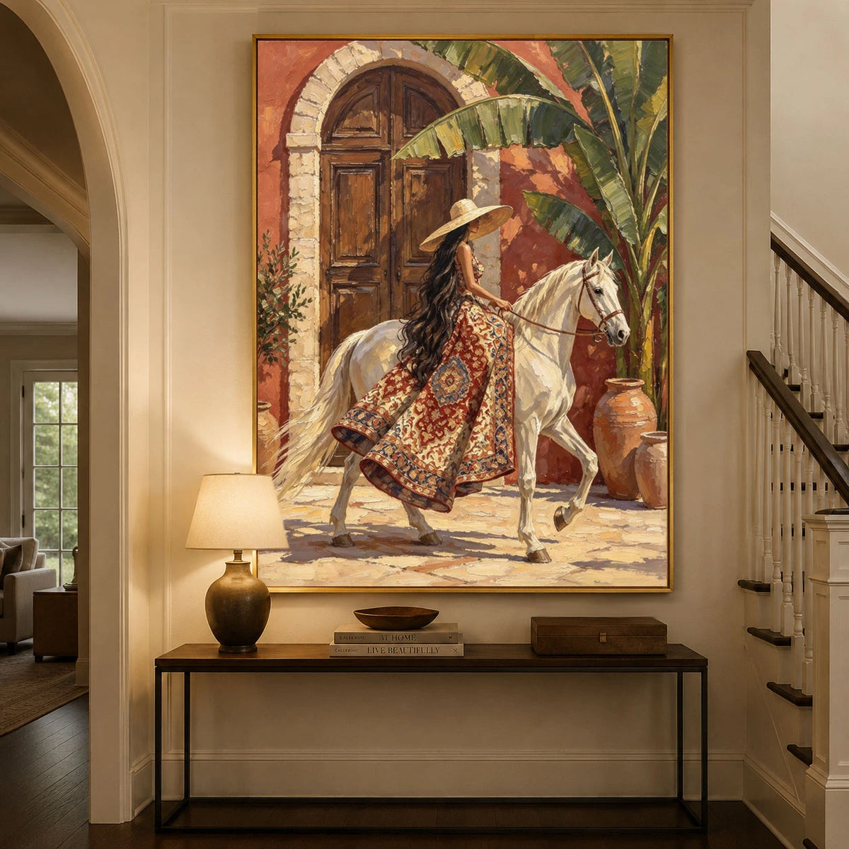 Through the Courtyard Light - interior setting 06 - modern folk art painting