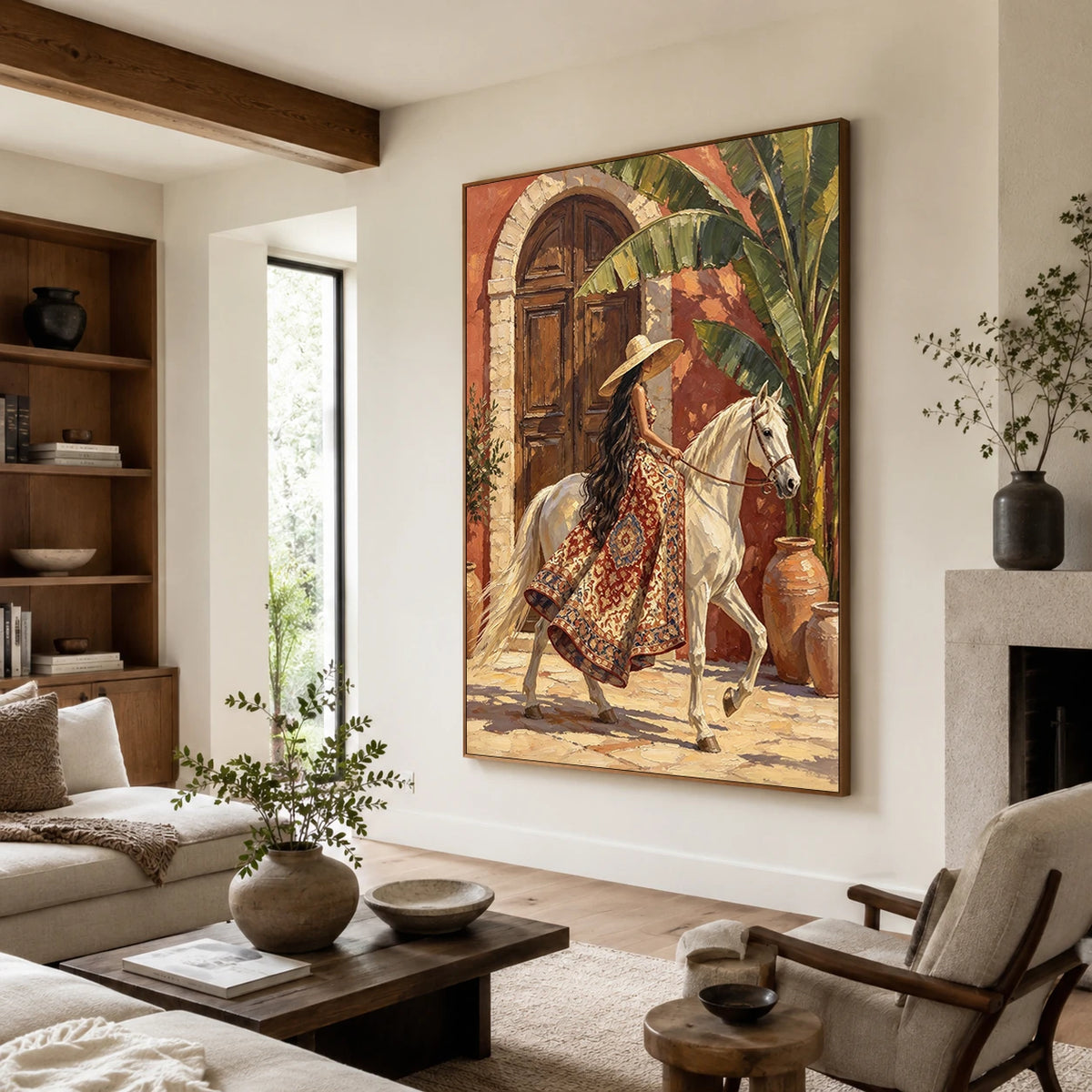 Through the Courtyard Light - interior setting 08 - modern folk art painting