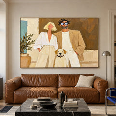 Together With Our Companion - front view hero - modern folk art painting