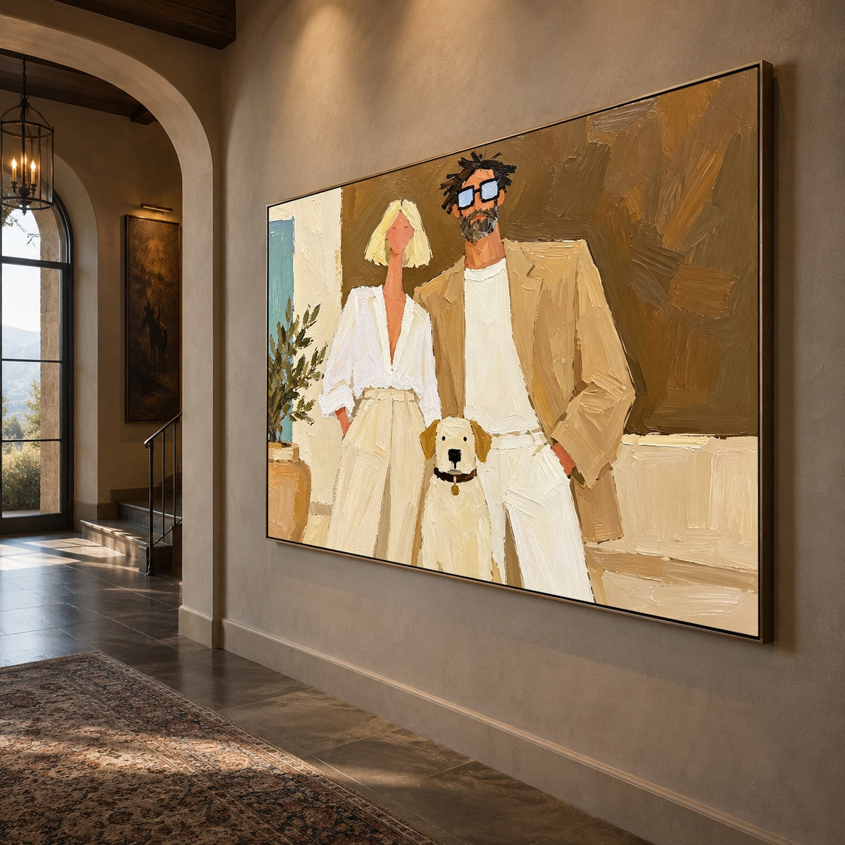 Together With Our Companion - oblique view - modern folk art painting