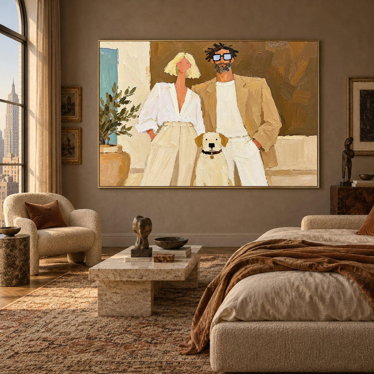 Together With Our Companion - interior setting 03 - modern folk art painting