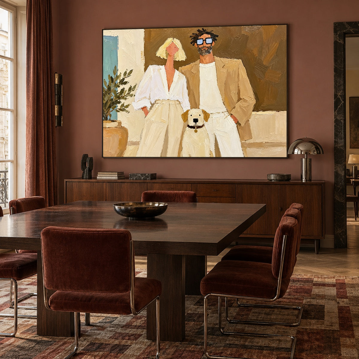 Together With Our Companion - interior setting 05 - modern folk art painting