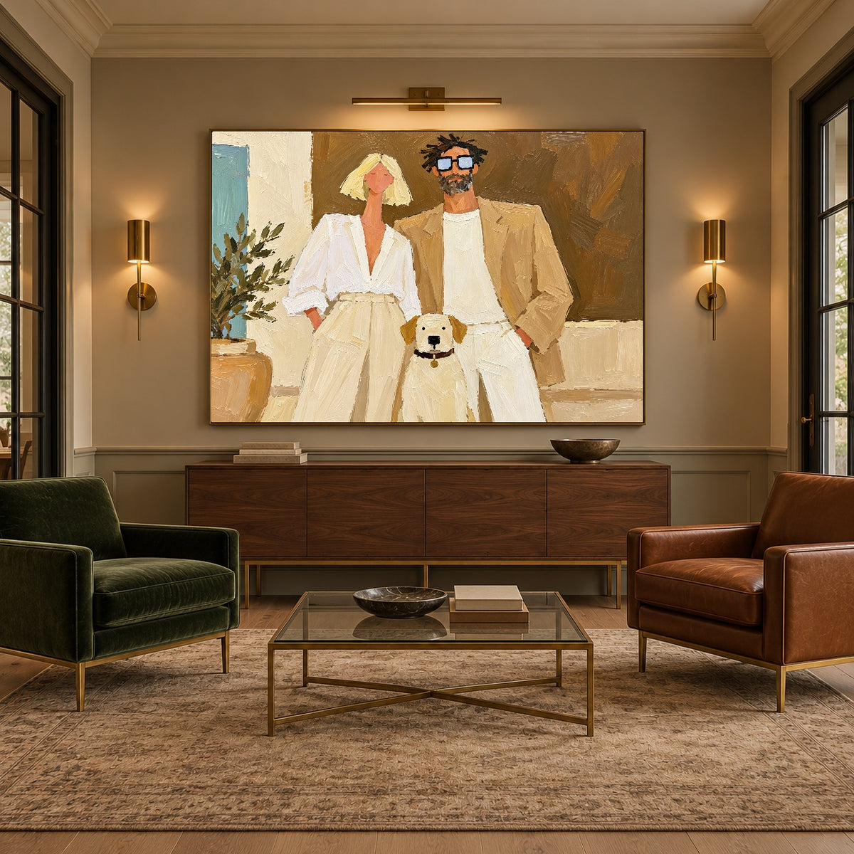 Together With Our Companion - interior setting 08 - modern folk art painting