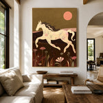 Under the Coral Moon - living room hero - modern folk art painting