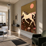 Under the Coral Moon - modern living room - modern folk art painting