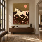 Under the Coral Moon - entryway - modern folk art painting