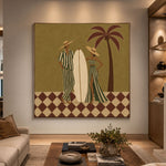 Under the Palm Together - front view hero - modern folk art painting