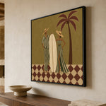 Under the Palm Together - oblique view - modern folk art painting