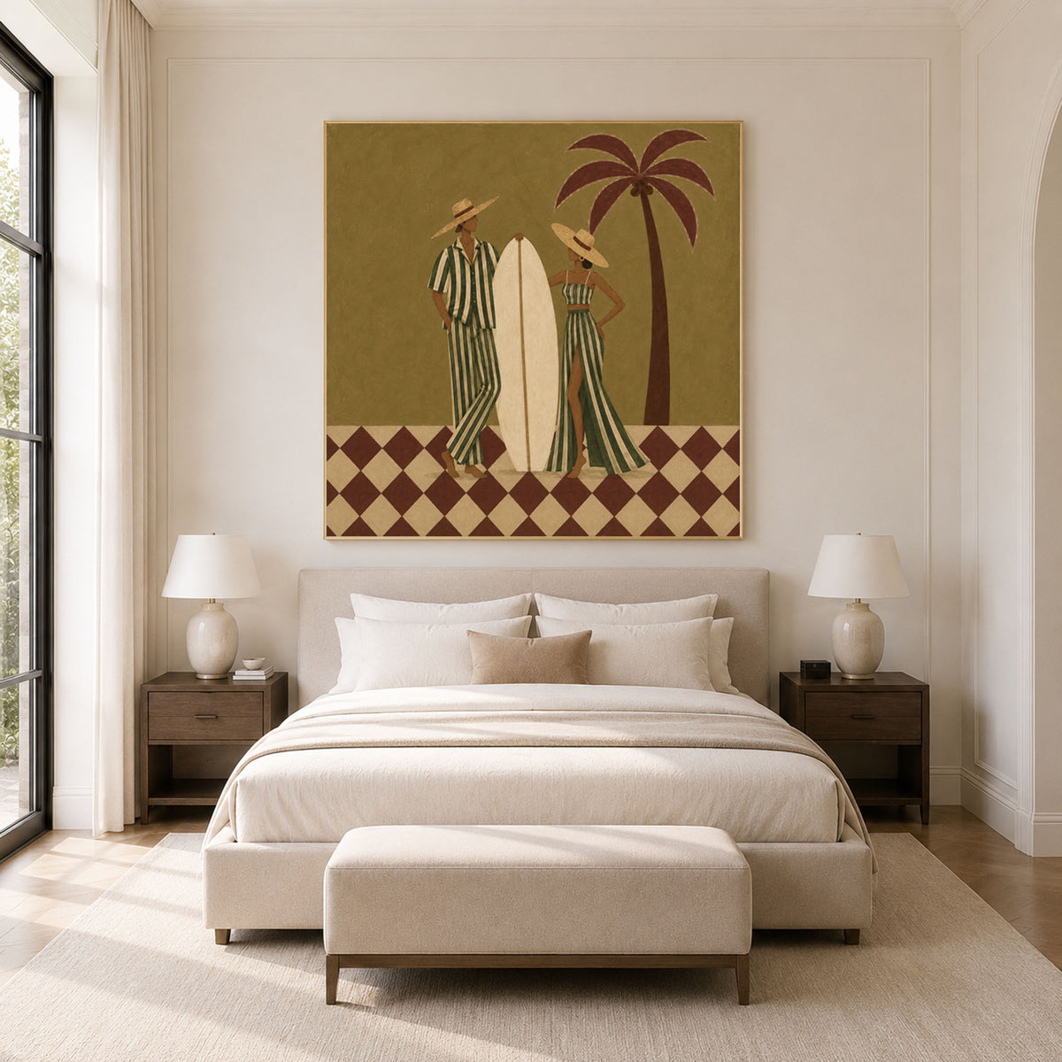 Under the Palm Together - interior setting 03 - modern folk art painting