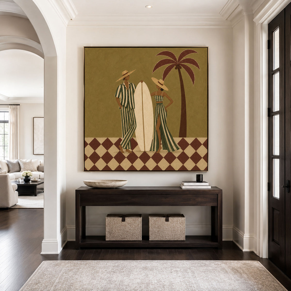 Under the Palm Together - interior setting 05 - modern folk art painting