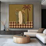 Under the Palm Together - interior setting 06 - modern folk art painting