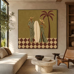 Under the Palm Together - interior setting 07 - modern folk art painting