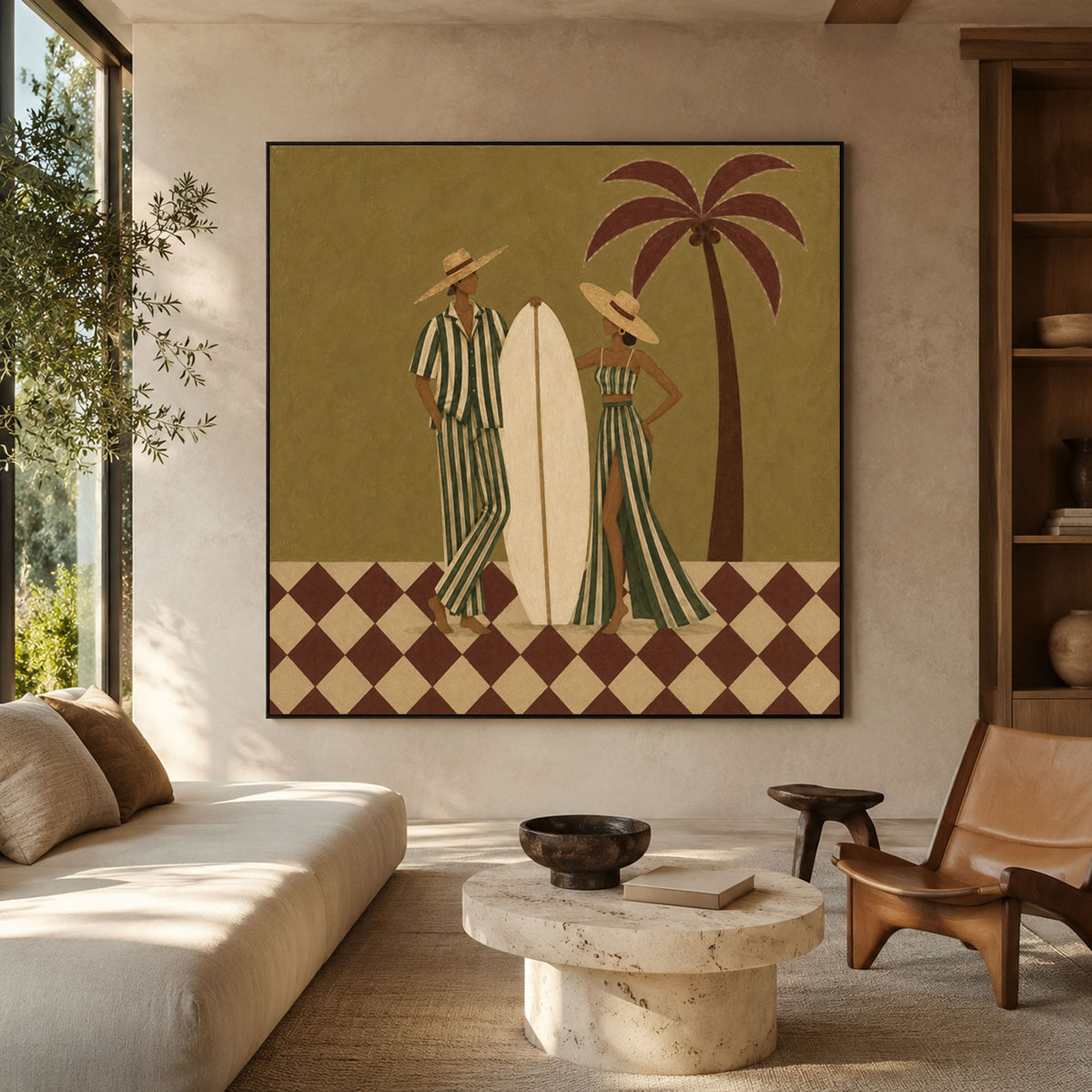 Under the Palm Together - interior setting 07 - modern folk art painting