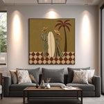 Under the Palm Together - interior setting 08 - modern folk art painting
