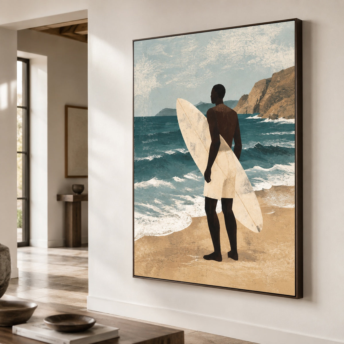 Waiting for the Tide - oblique close view - modern folk art painting