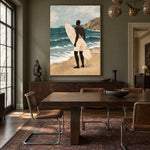 Waiting for the Tide - wood dining room - modern folk art painting