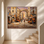 Old Town Embrace - entryway - textured impasto artwork