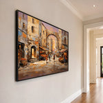 Old Town Embrace - opposite side view - textured impasto artwork