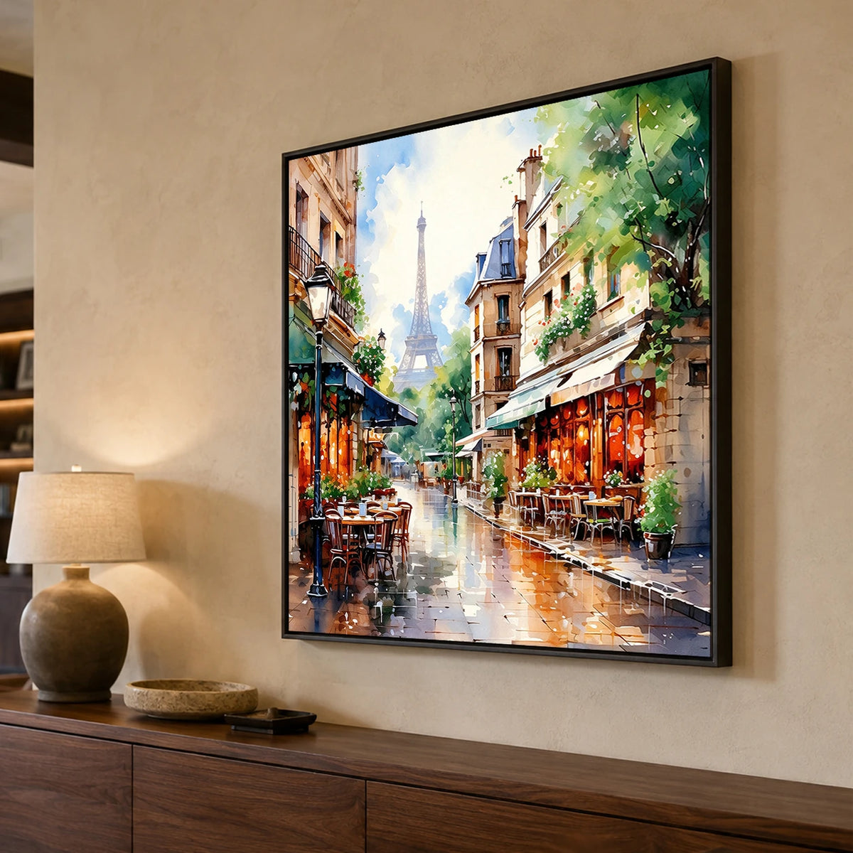 Paris After Rain - oblique side view - textured impasto artwork