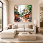 Paris After Rain - sunlit living room - textured impasto artwork