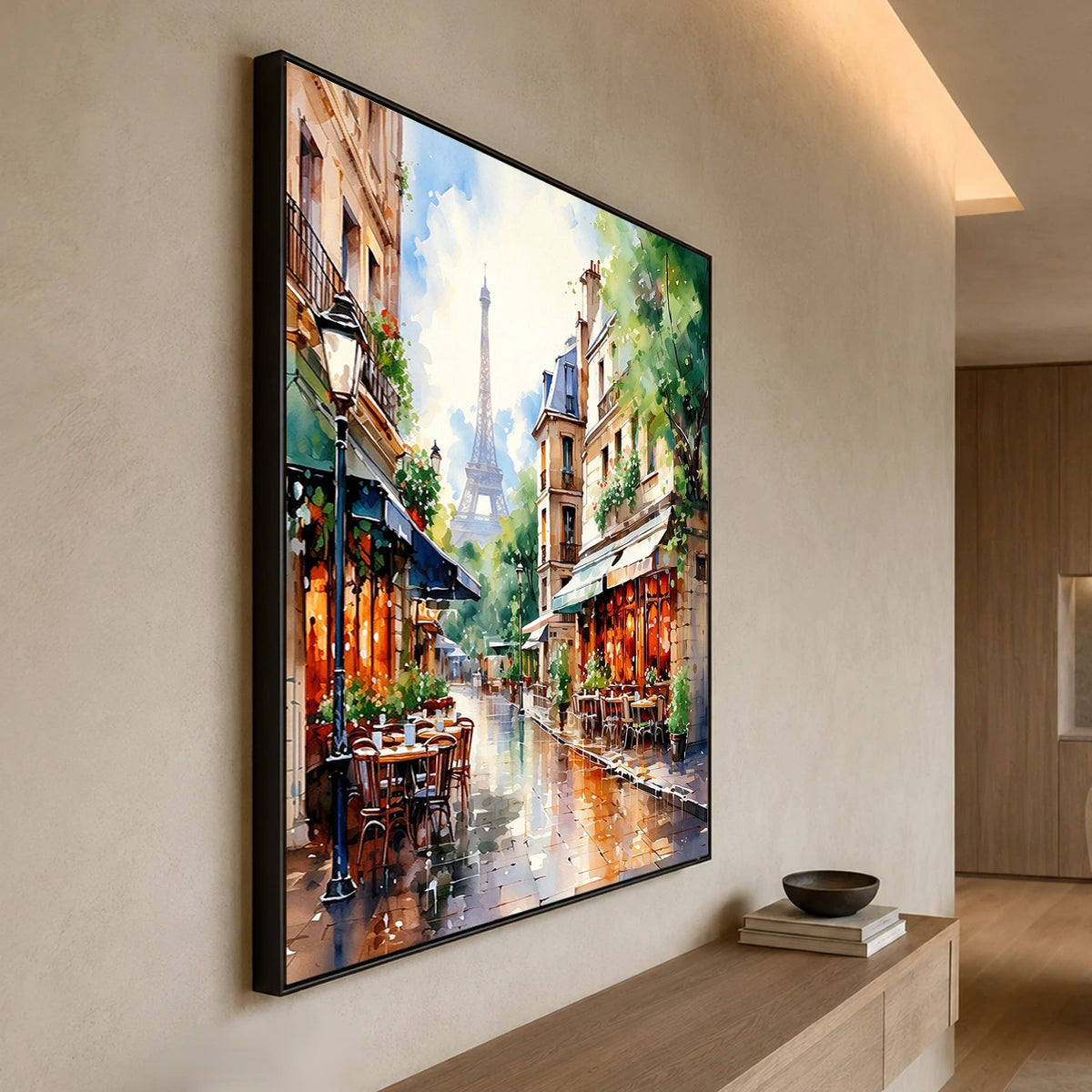 Paris After Rain - opposite side view - textured impasto artwork
