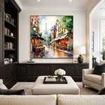 Paris After Rain - library lounge - textured impasto artwork