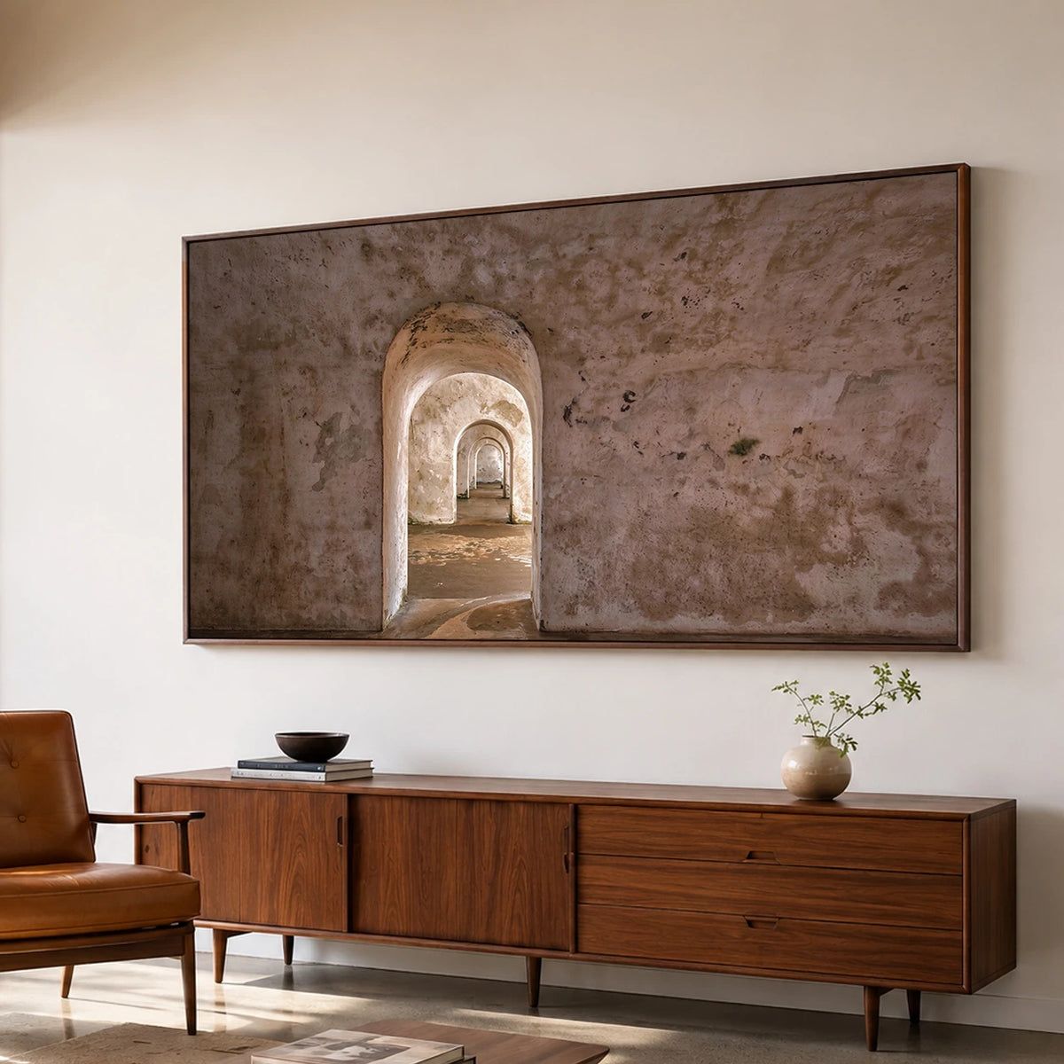 Passage Through Time - oblique side view - textured impasto artwork