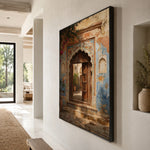 Patina and Petals - oblique side view - textured impasto artwork