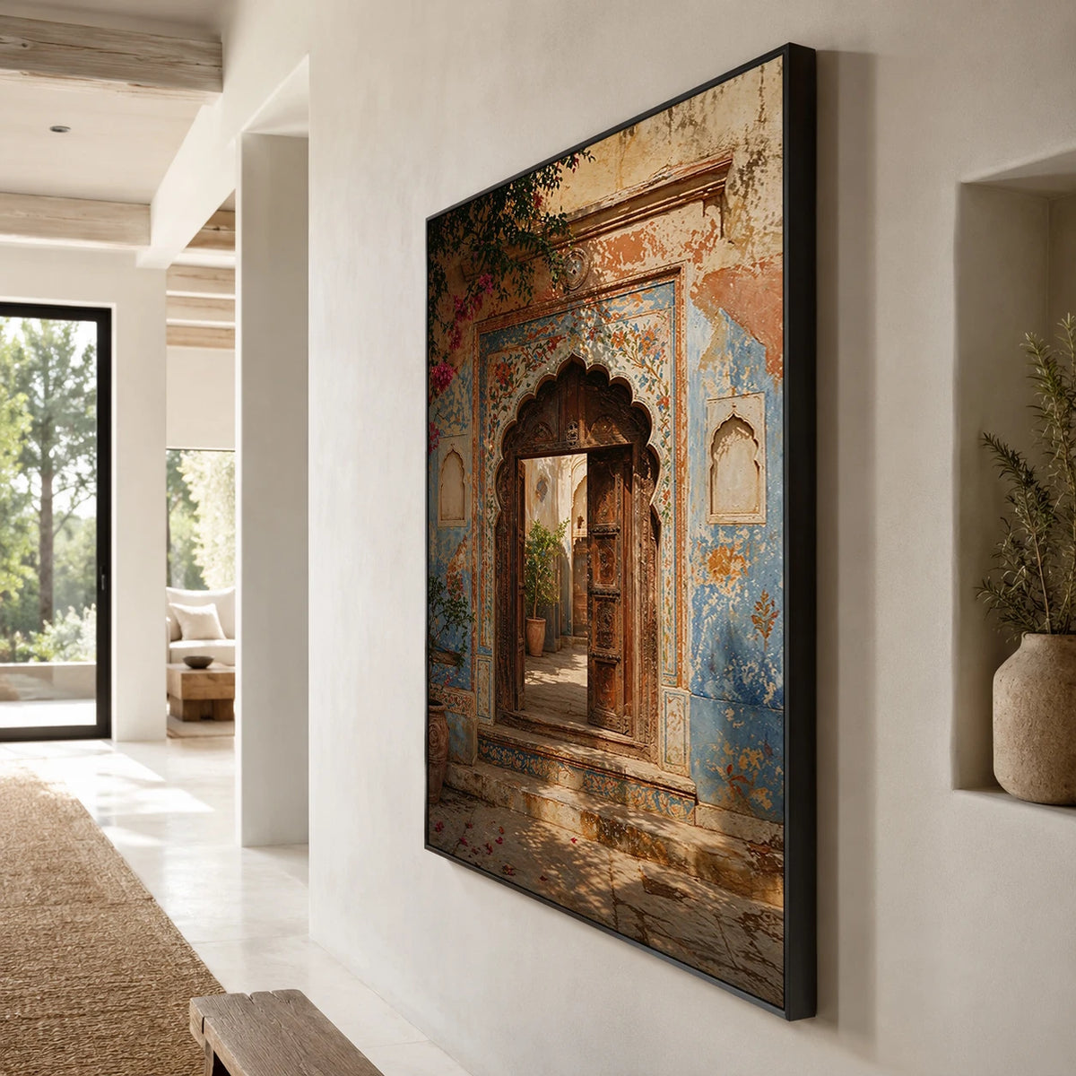 Patina and Petals - oblique side view - textured impasto artwork