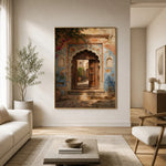 Patina and Petals - sunlit living room - textured impasto artwork