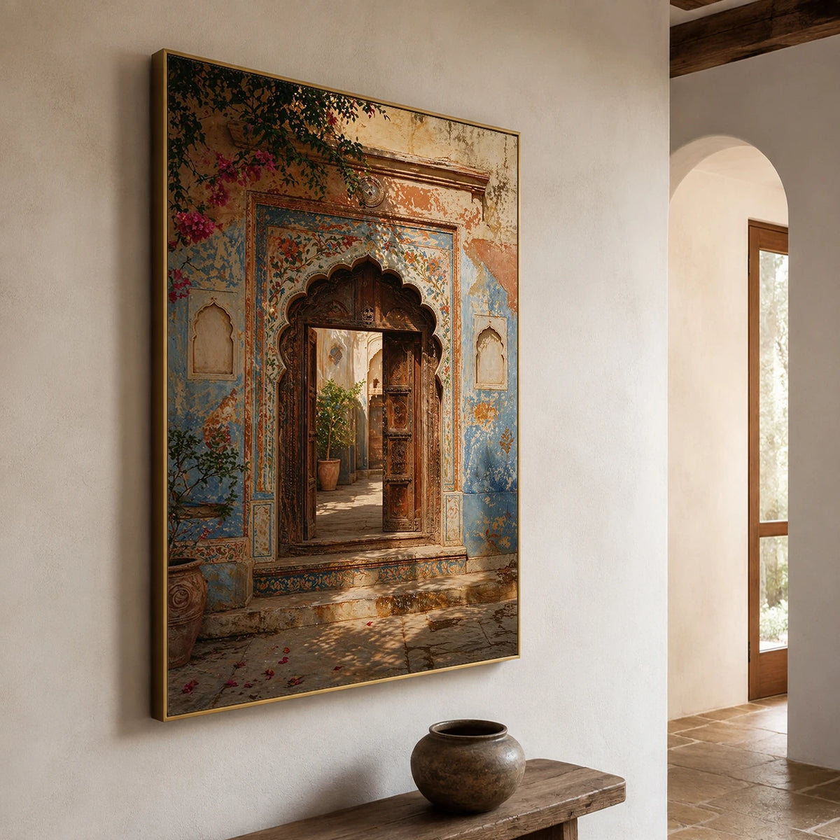Patina and Petals - opposite side view - textured impasto artwork