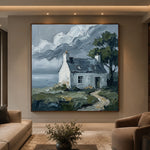 Quiet Tide Cottage - living room hero - textured impasto artwork