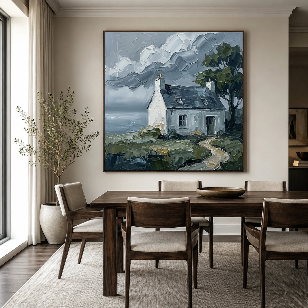Quiet Tide Cottage - dining room - textured impasto artwork