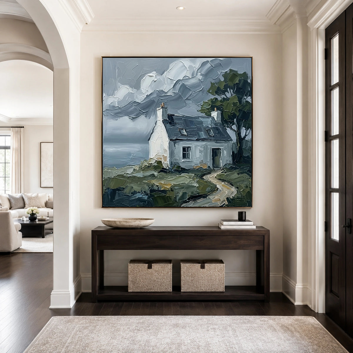 Quiet Tide Cottage - entryway - textured impasto artwork
