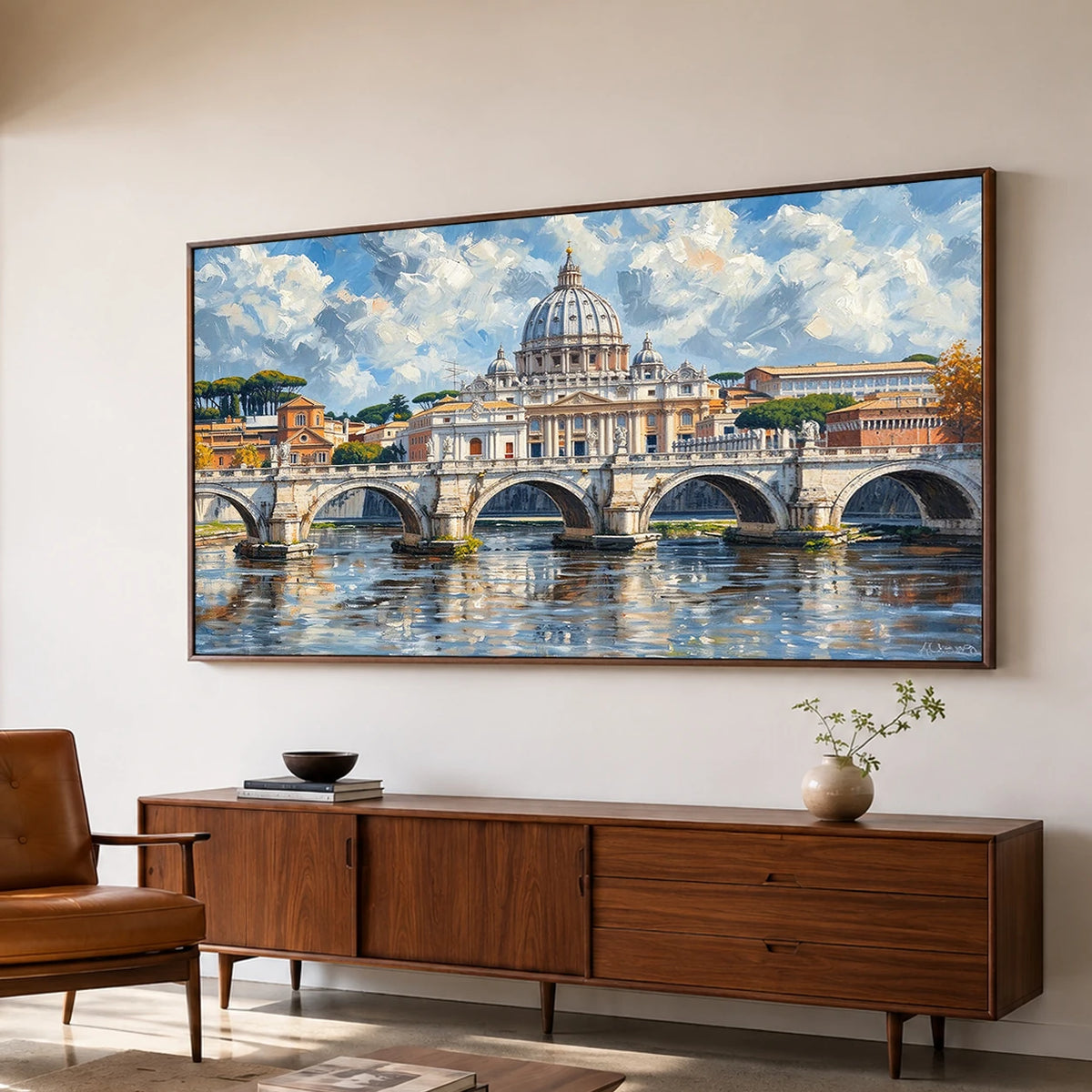 Rome in Reflection - oblique side view - textured impasto artwork