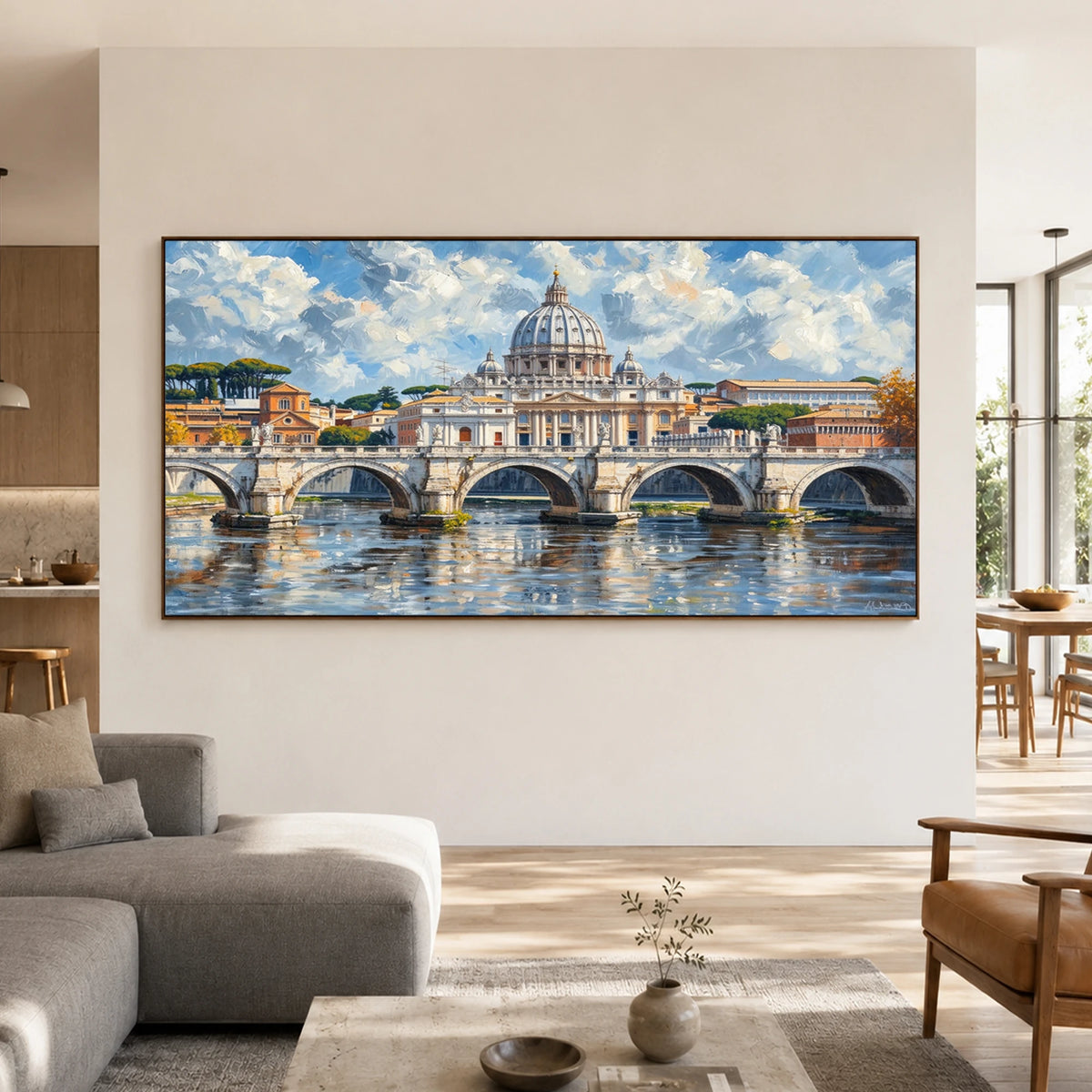 Rome in Reflection - living room - textured impasto artwork
