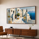 Sea Beyond Stone - oblique side view - textured impasto artwork