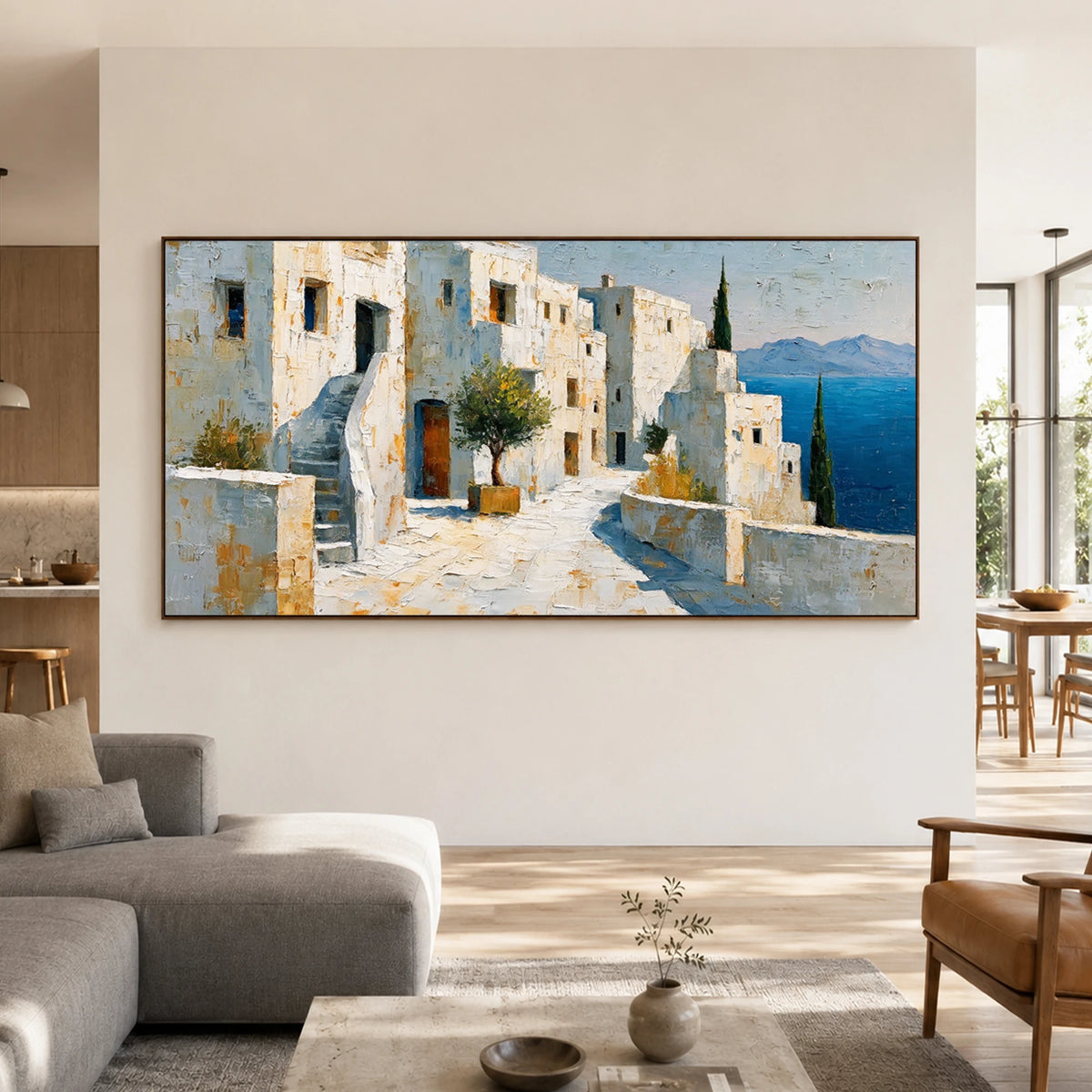 Sea Beyond Stone - living room - textured impasto artwork