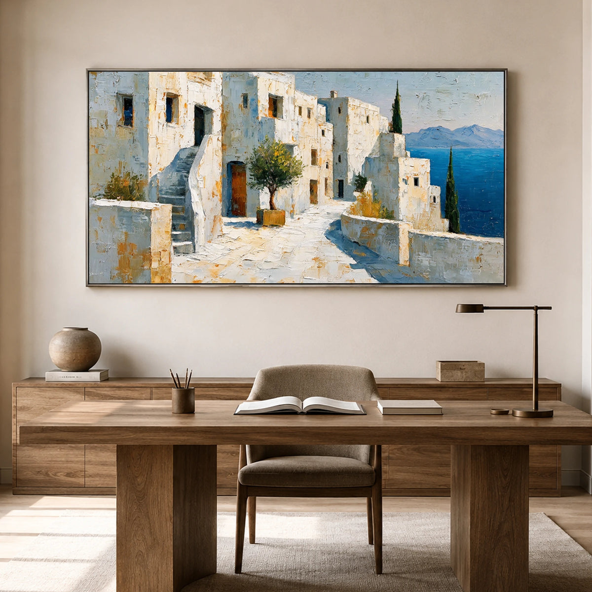 Sea Beyond Stone - home office - textured impasto artwork