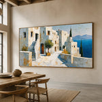 Sea Beyond Stone - dining room - textured impasto artwork