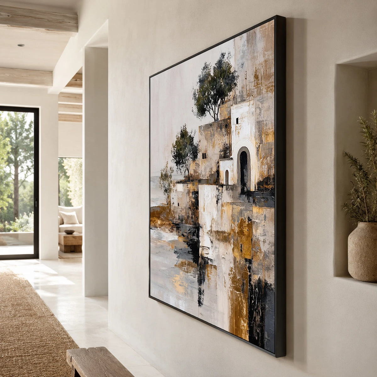 Stillwater Village - oblique side view - textured impasto artwork
