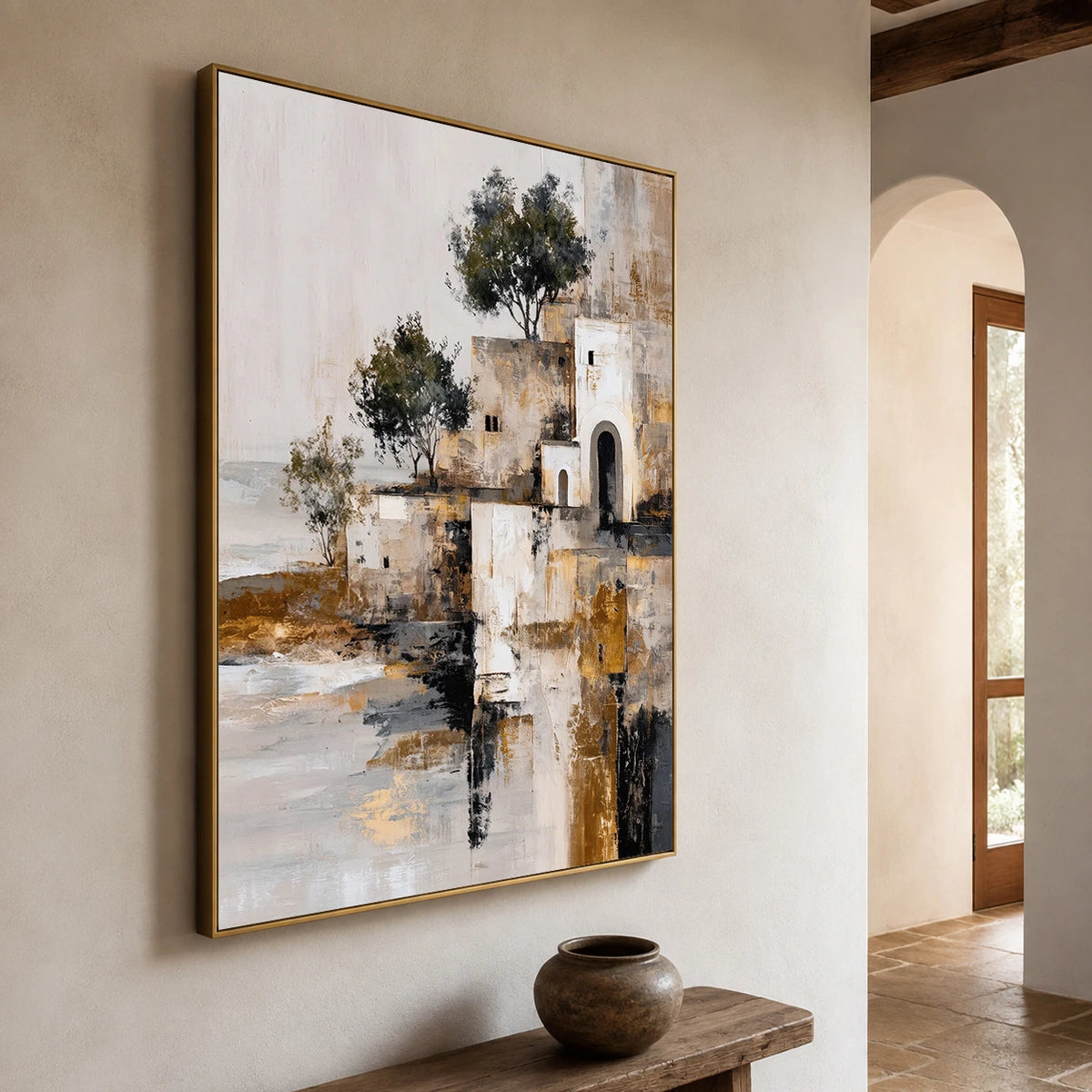 Stillwater Village - opposite side view - textured impasto artwork