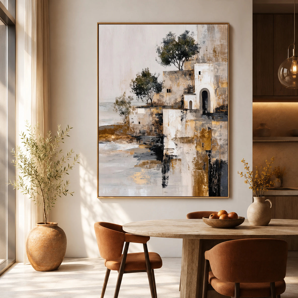 Stillwater Village - dining room - textured impasto artwork