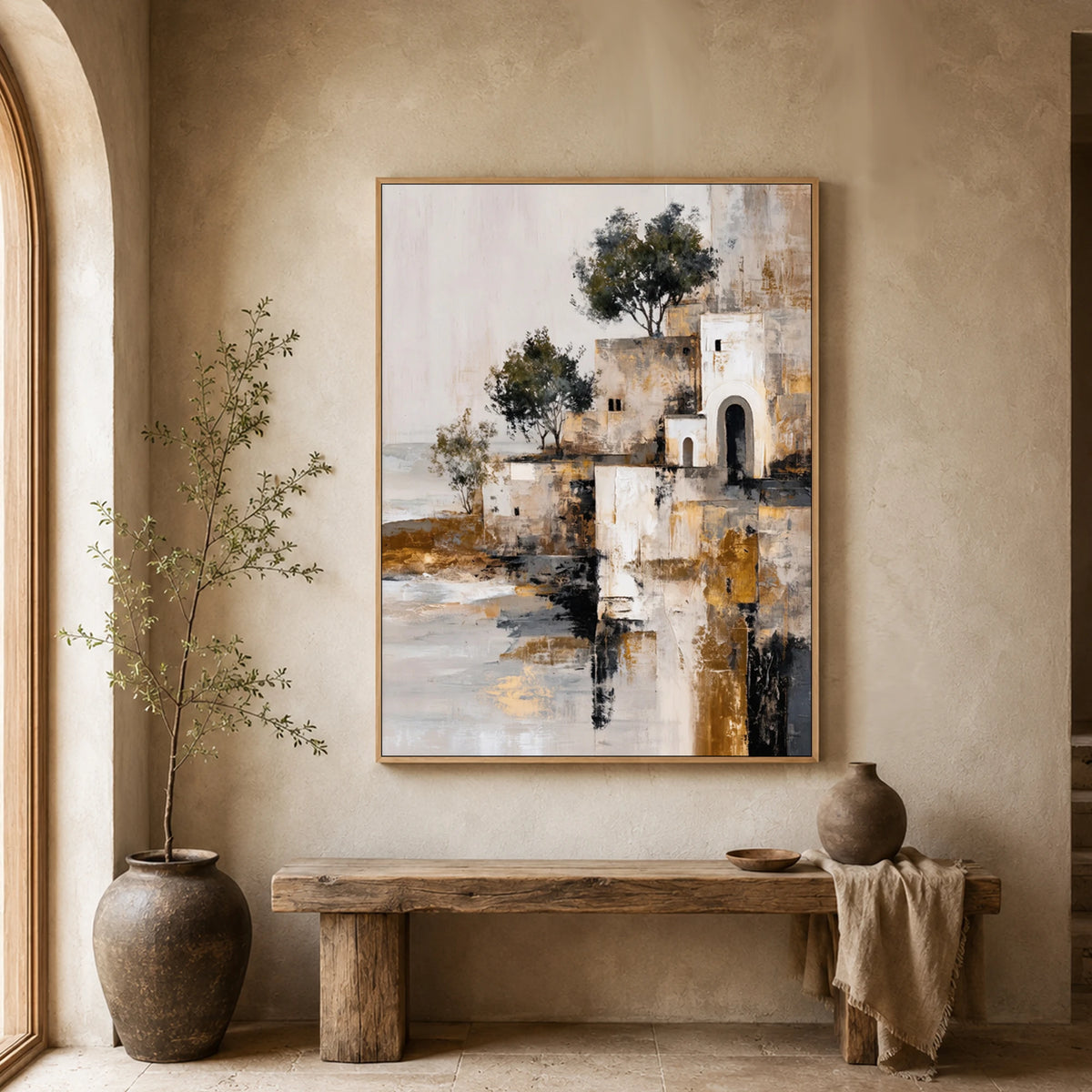 Stillwater Village - entryway - textured impasto artwork