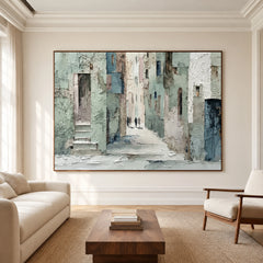 Stonewashed Stillness - living room hero - textured impasto artwork