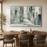 Stonewashed Stillness - dining room - textured impasto artwork