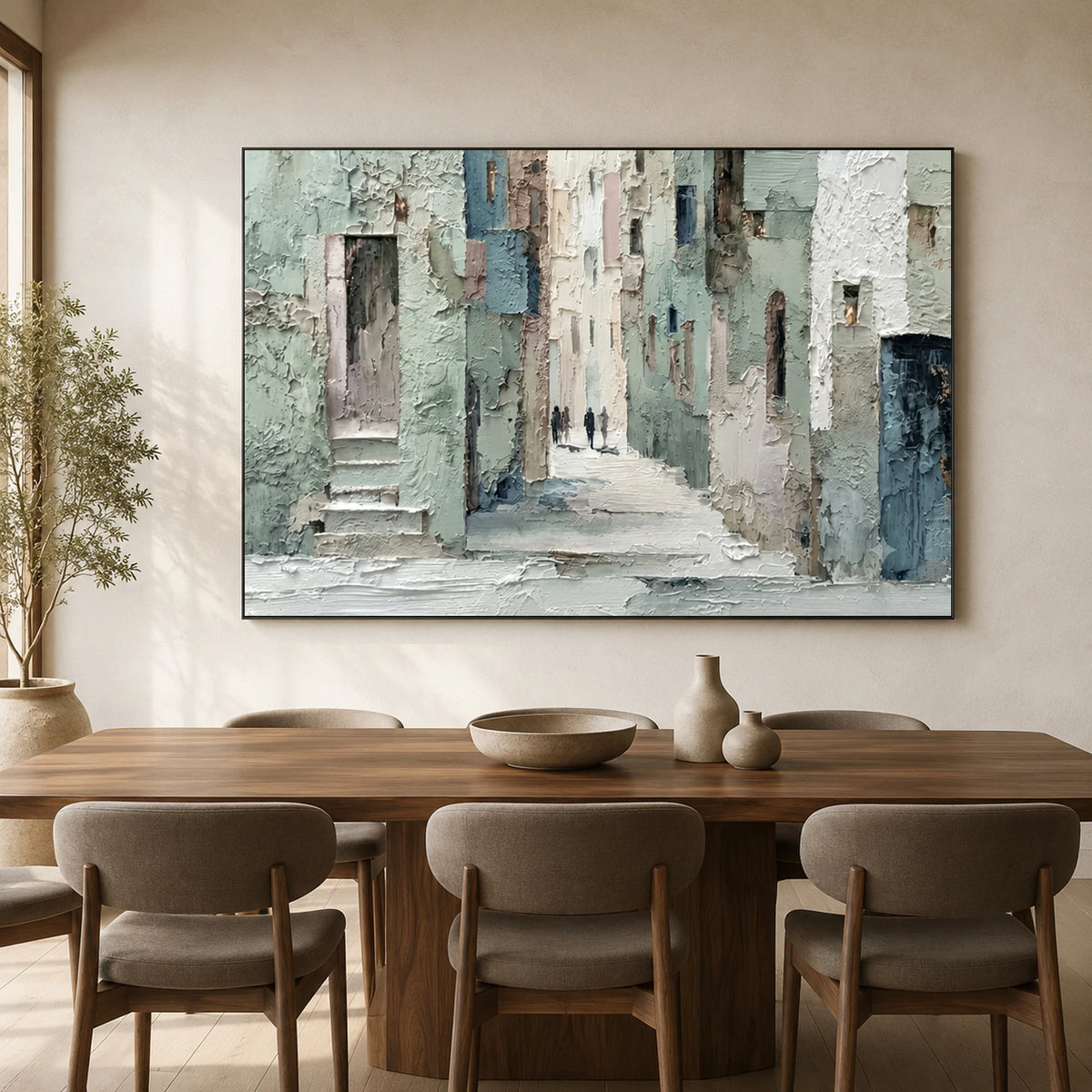 Stonewashed Stillness - dining room - textured impasto artwork