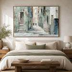 Stonewashed Stillness - bedroom - textured impasto artwork