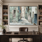 Stonewashed Stillness - home office - textured impasto artwork
