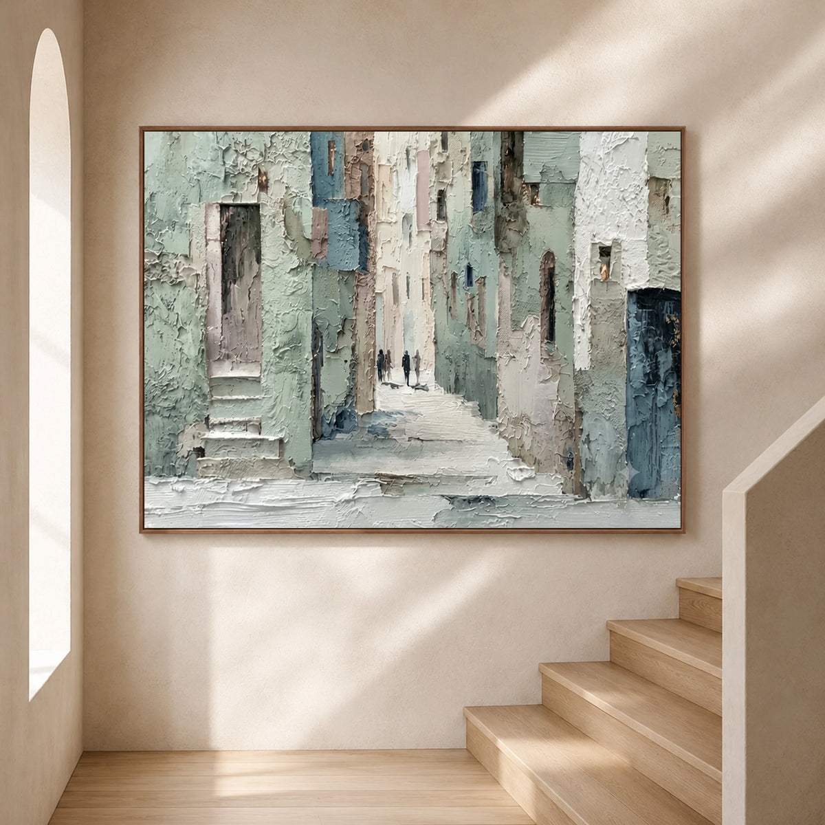Stonewashed Stillness - entryway - textured impasto artwork